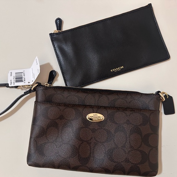 Coach Dark Brown Signature Wristlet - Picture 3 of 3